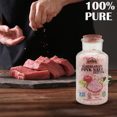 Pink Salt Coarse, Glass Jar with Cork - 1.1 lbs | HIMALAYAN CHEF